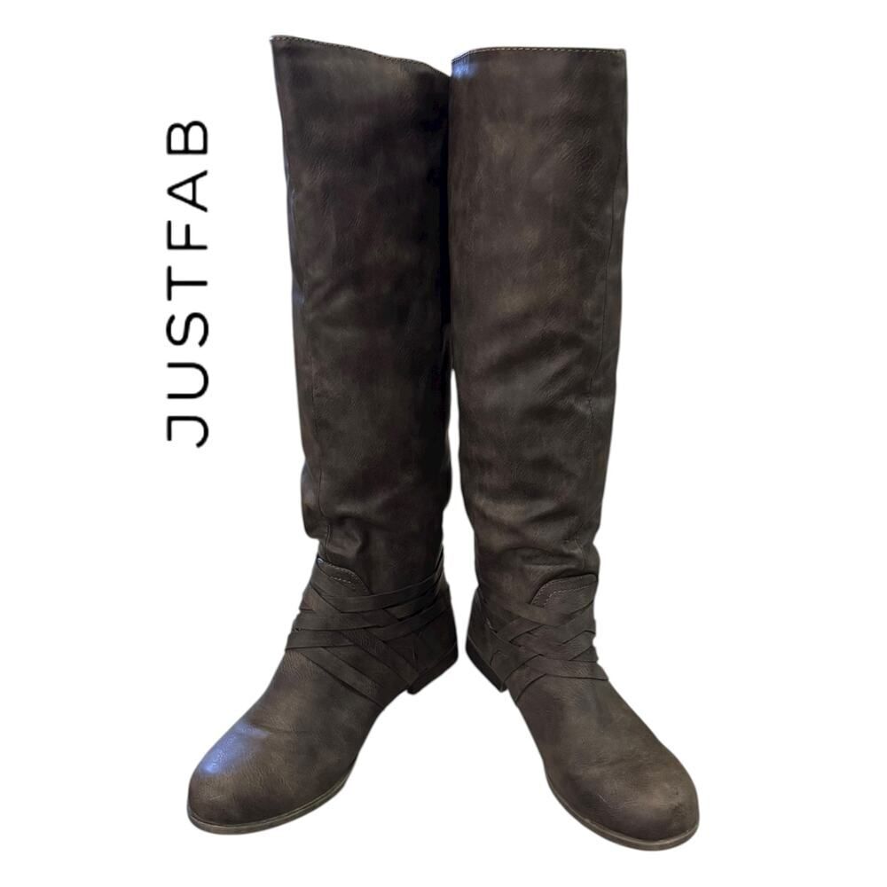 JustFab Women’s Collette Dark Brown Full Zip Riding Boots 9